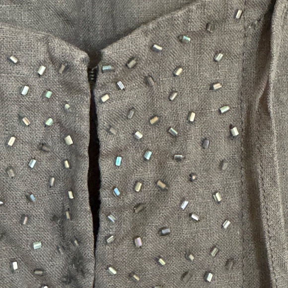 Eileen Fisher Irish Linen Beaded Tank Top Gray Size M - Picture 4 of 7